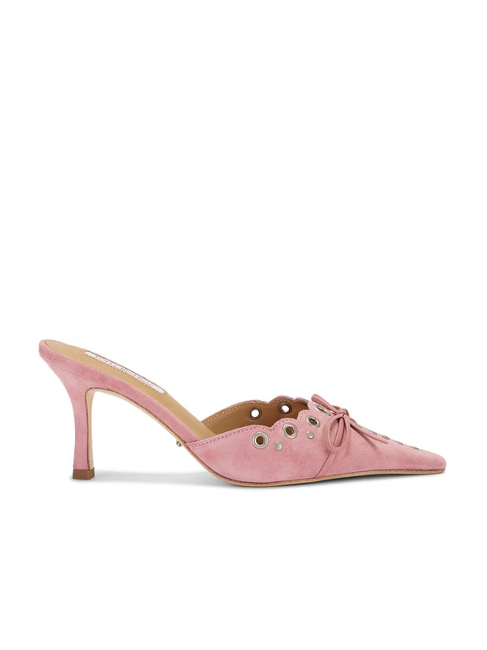 Tony Bianco Pink Suede Pointed-Toe Mule Heels with Eyelet Detail